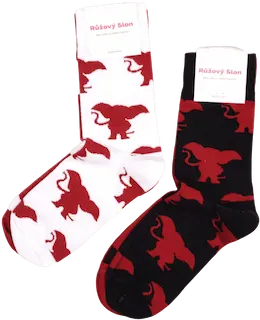 Merch – hravé sloní ponožky černé Růžový Slon (3 ks), S