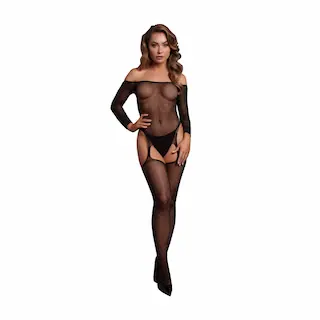 Třpytivý bodystocking bez ramen zlatý Lesk – Velikost Jedna – Černá/Zlatá třpytka