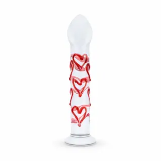GILDO – Skleněné dildo na bod G/prostatické dildo s motivem Srdce č. 30