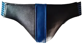 ROUGE Leather Jocks with Stripe Black/Blue, XL