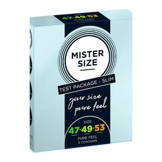 Pure Feel – Testovací balíček Slim – Kondomy 47, 49, 53 mm – 3 kusy
