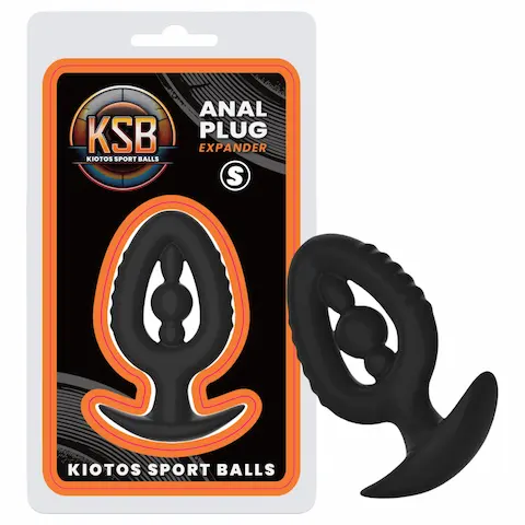 Kiotos – silikonový anální kolík s roztahovačem S (černý)