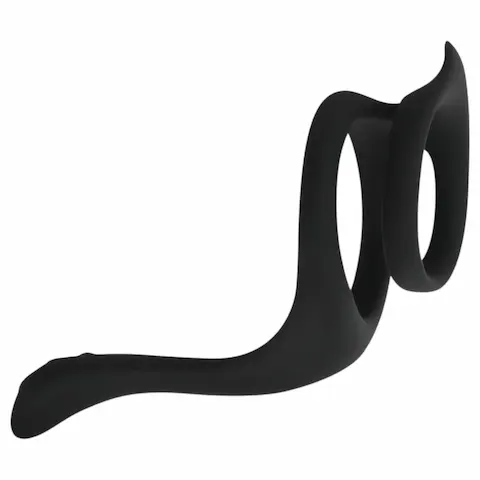 Easytoys – erekční kroužek na penis a varlata – pružný – černý
