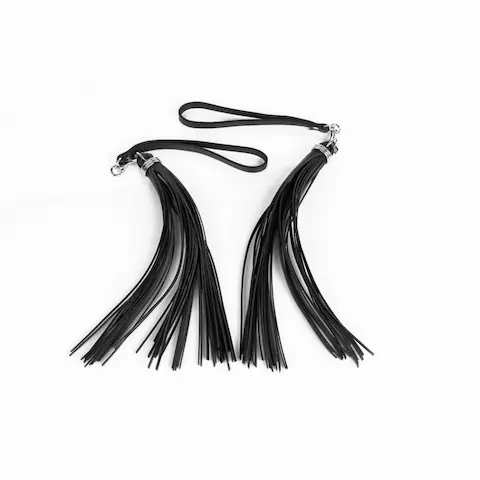 Whips Primal Bond Double Trouble Flogger Black, 2 malé kožené důtky