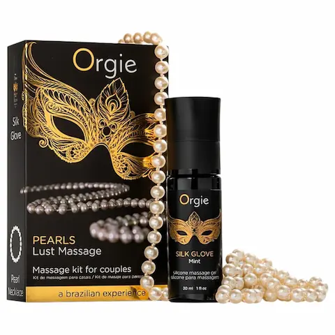Orgie Pearls Lust – perlový náhrdelník a masážní gel 30 ml