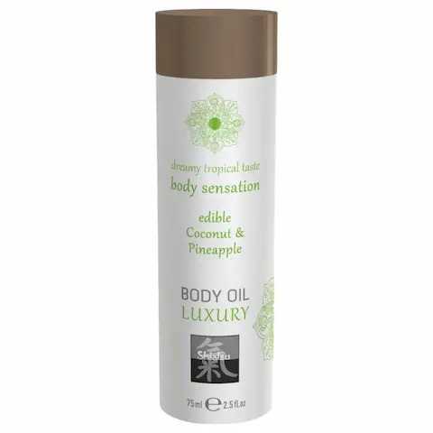 HOT – Shiatsu Luxury – jedlý masážní olej – kokos-ananas (75 ml)