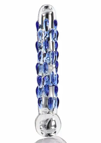 ToyJoy Glass Worxx Diamond Dazzler, oboustranné skleněné dildo 18 x 2,4–3,5 cm