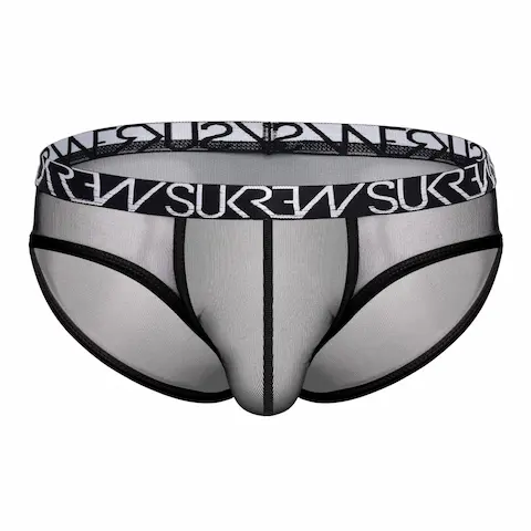Slipy Sukrew Mesh Low-Rise Brief Underground Black