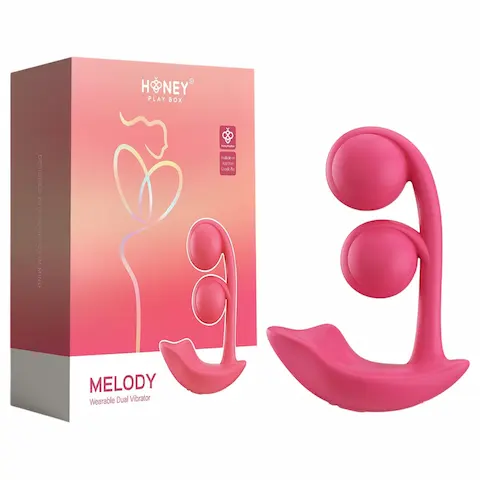 Honey Play Box Melody – Aplikací řízený perličkový 2v1 vibrátor (červený)