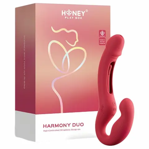 Honey Play Box Harmony Duo – App-ovladatelný připínací lízací vibrátor (červený)
