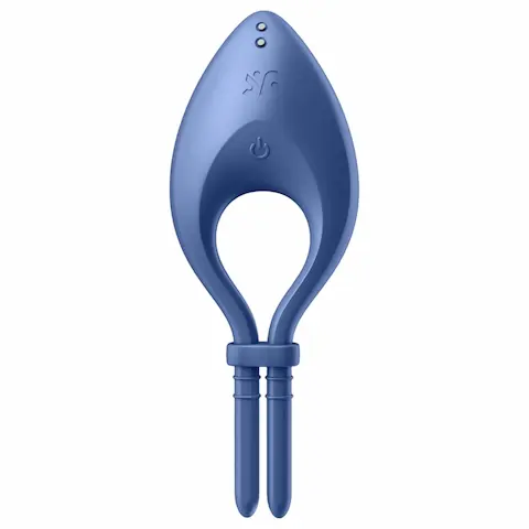 Satisfyer Bullseye – Vibrační erekční kroužek pro muže s ovládáním přes aplikaci (modrý)