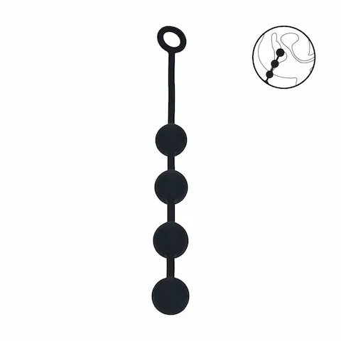 Levelz Round Silicone Anal Balls L, černé anální kuličky 42,5 x 4 cm