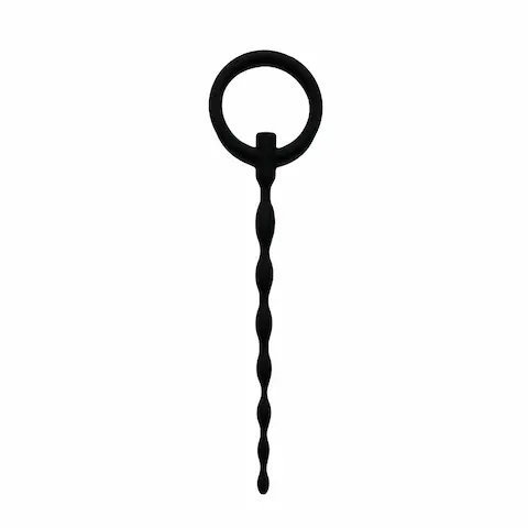 Sinner Gear Silicone Penis Plug with Pull Ring, černý silikonový dilatátor 160 x 3–7 mm