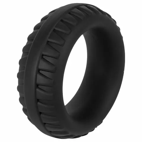 Pulselock Forge – silikonový penisový kroužek se vzorem dezénu pneumatiky (černý) – 35 mm