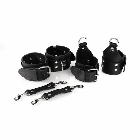 Whips Primal Bond St. Andrew’s Cross Cuffs Black, pouta na ruce a nohy k Ondřejskému kříži