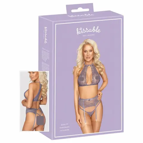 Kissable – krajková souprava spodního prádla (fialová)