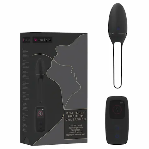 B SWISH Premium – nositelné akumulátorové, rádiové vibrační vajíčko (černé)