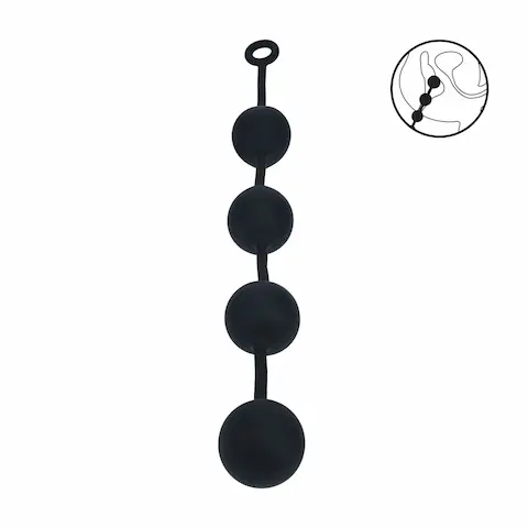 Levelz Round Silicone Anal Balls XXL, černé anální kuličky 55 x 6 cm