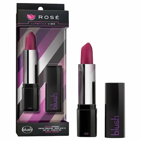 Blush Lipstick Rosé – vibrátor ve tvaru rtěnky (černo‑růžový)