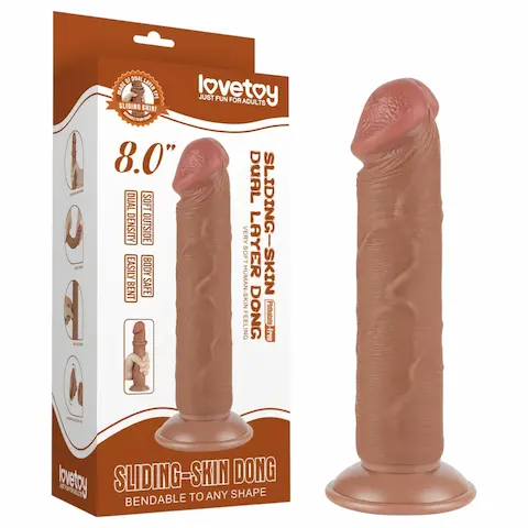 Lovetoy – realistický dvojvrstvý dildo s přísavkou – 20 cm – tělová barva