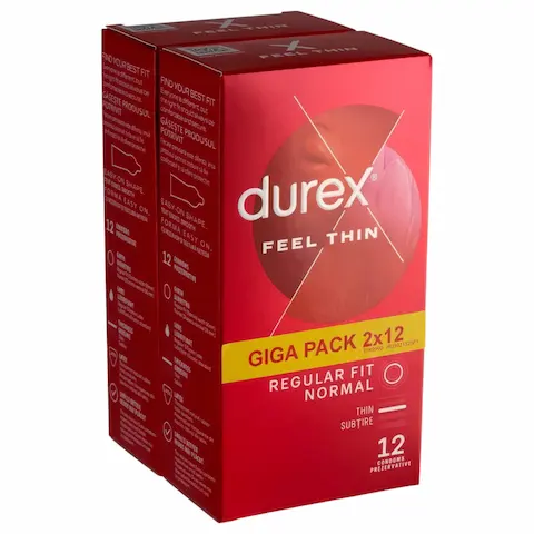 Durex Feel Thin – extra tenké kondomy – přirozený pocit – balení 2×12 ks