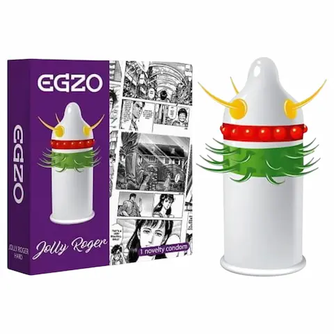Egzo Jolly Roger – prezervativ s hroty a výstupky – 1 ks