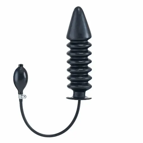 Nafukovací dildo Mister B Solid Ribbed XL černé, žebrované nafukovací dildo s pevným jádrem 29 x 3,7–8 cm