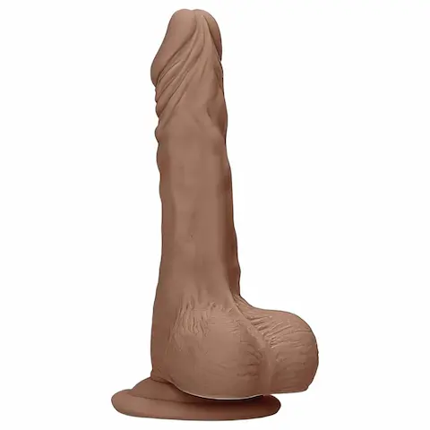 RealRock – realistické dildo s varlaty – 25 cm – tmavá tělová