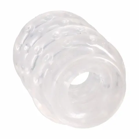 Doc Johnson Ball Stretcher Multi-Ring System Clear, čtyřdílný systém kroužků s možností vrstvení