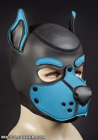 Psí maska Mr. S Leather Neoprene K9 Hood modrá (Aqua)