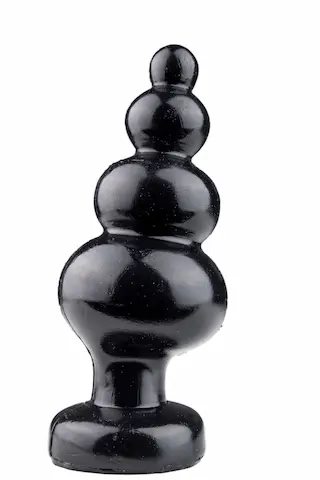 Pluggiz One More, černý vinylový anální kolík 15 x 1,8–6,1 cm