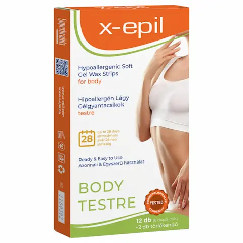 X-Epil – depilační pásky na tělo – hypoalergenní gel – 12 kusů