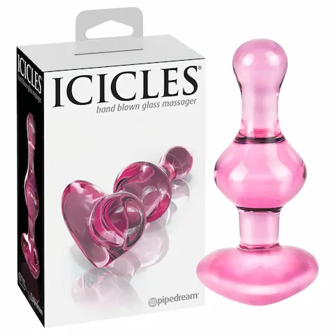 Icicles No. 75 – anální kolík skleněný srdce růžový
