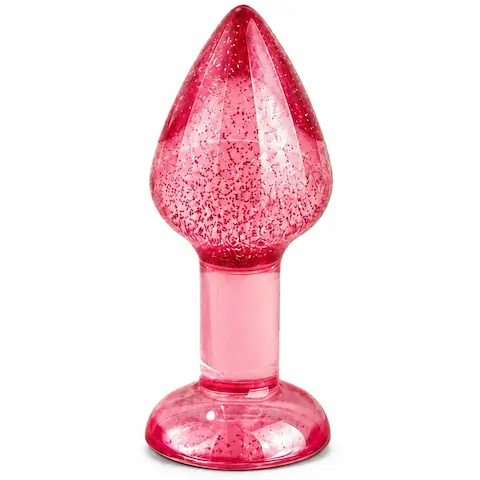 ToyJoy Bloomé Stardust Anal Plug Pink Medium, anální kolík s pohyblivými třpytkami 9 x 3,9 cm