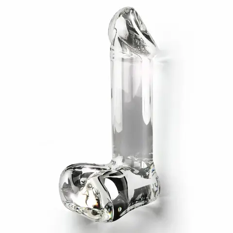 ToyJoy Glass Worxx Crystal Cock, čiré skleněné dildo s realistickým tvarem 17,5 x 3 cm