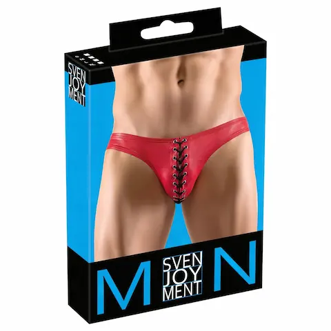 Svenjoyment – pánské slipy s černým šněrováním – červené
