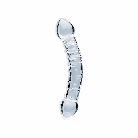 Clarity Celestial Bliss, oboustranné dildo z borosilikátového skla 18,5 x 3,5 cm