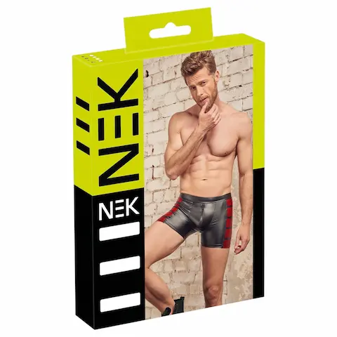 NEK – pánské boxery s červenými vsadkami na bocích a zipem – černé