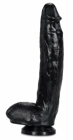 HardToys DP1020, černé vinylové dildo 31 x 5,5–6,2 cm