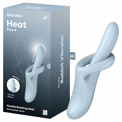 Satisfyer Heat Flex 4 – hřejivý vibrátor s raménkem na klitoris (modrý)