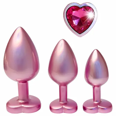 Dreamtoys Gleaming Love – sada análních špuntů se srdíčky (růžová)