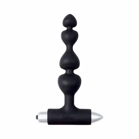 Vibrační anální kuličky Lola Games Spice It Up New Edition Excellence černé, silikonový anální řetěz 15 x 1,3–3,2 cm
