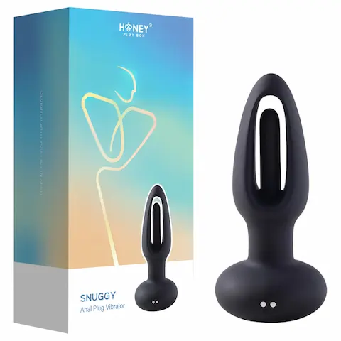 Honey Play Box Snuggy – anální vibrátor s jazýčkem – černý