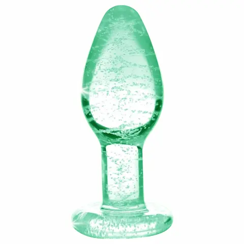 Booty Sparks Glow in the Dark S – skleněný anální kolík (průhledný)
