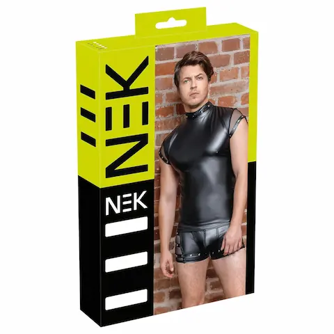 NEK – pánovaný, síťový vložený pánský top (černý)