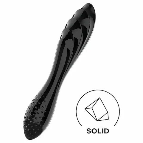Satisfyer Dazzling Crystal 1 – skleněné dildo oboustranné – černé