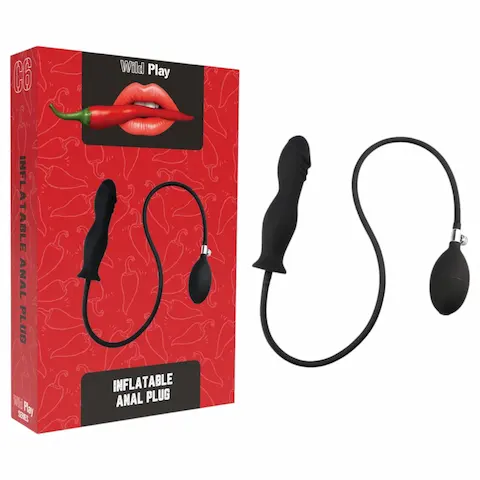 Erospace Wild Play – nafukovací anální kolík (černý)