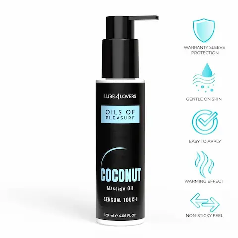 Lube4Lovers Oils of Pleasure Coconut 120 ml, masážní olej s vůní kokosu