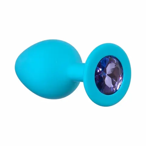 Lola Games Emotions Cutie Medium Turquoise-Light Purple Crystal, silikonový anální kolík 8 x 3,5 cm