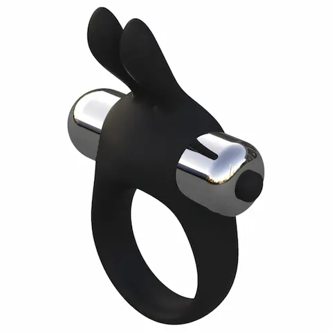 Pulselock Vantr – vibrační erekční kroužek s králíčkem (černý) – 30 mm